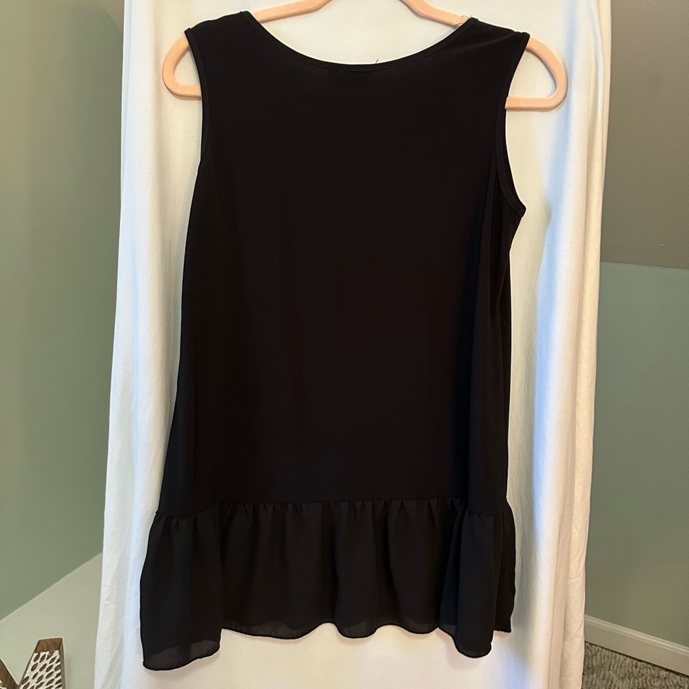 LASANIA Black Sleeveless Women's Top with ruffles on bottom Size Large - Picture 4 of 8